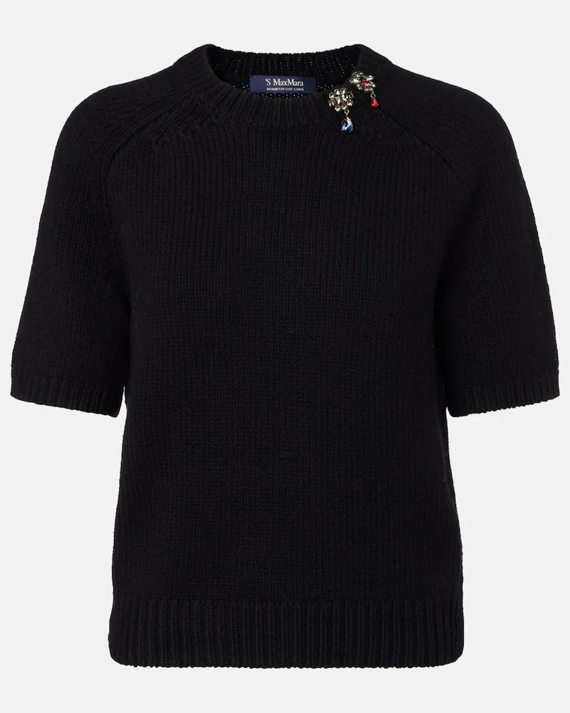 Max Mara Top Pepli aus Wolle und Kaschmir Schwarz