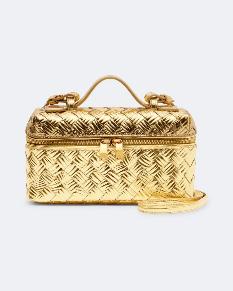Bottega Veneta Schultertasche Bang Bang aus Metallic-Leder Gold