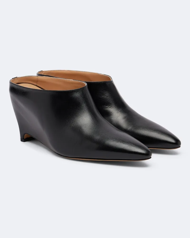 Maison Margiela Wedge-Mules Heel-Less aus Leder Schwarz