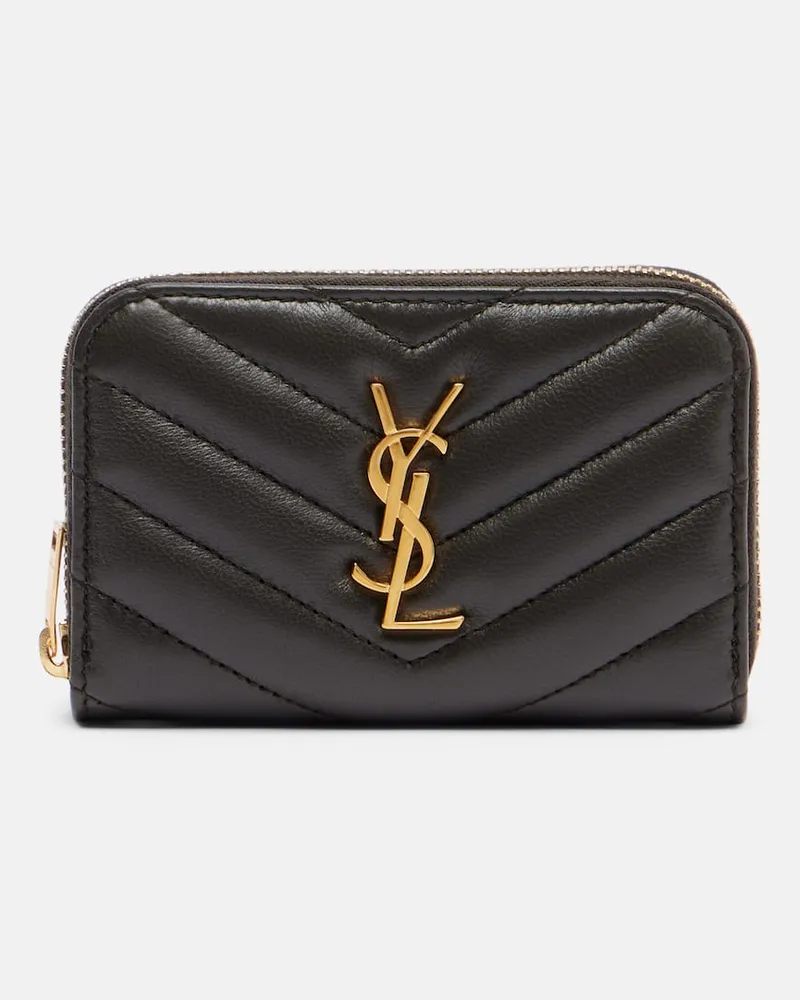 Saint Laurent Portemonnaie Cassandre aus Leder Schwarz