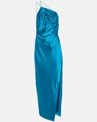 The Sei One-Shoulder-Midikleid aus Seidensatin Blau