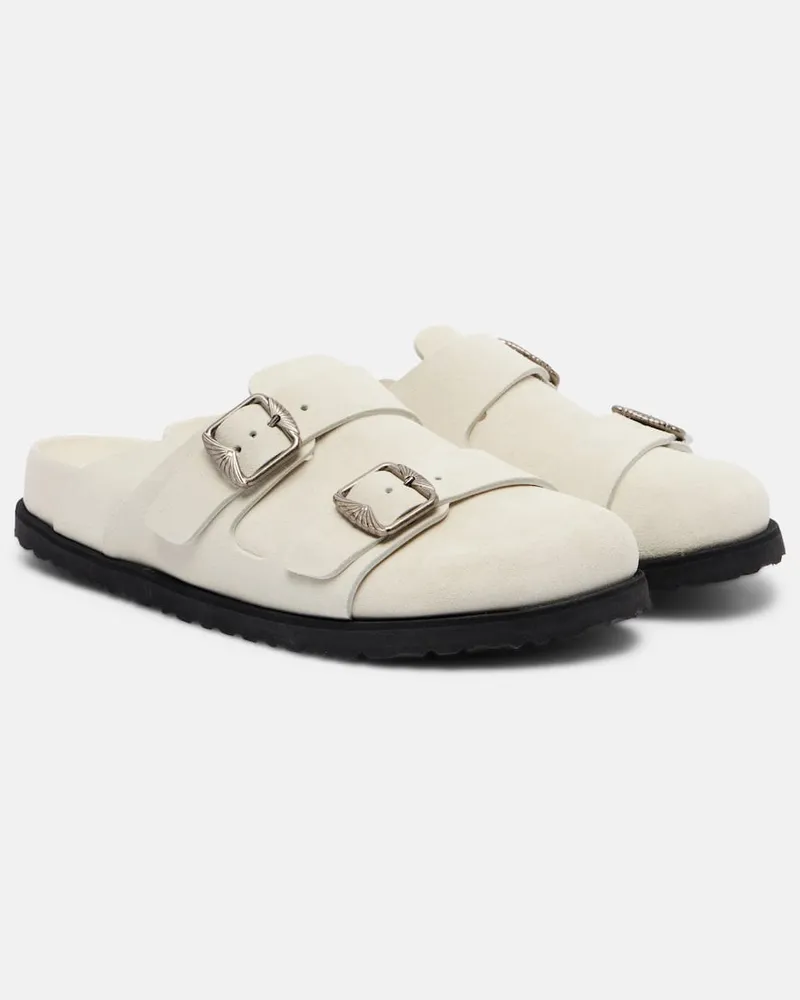 Birkenstock Slippers 222 West aus Veloursleder Weiß