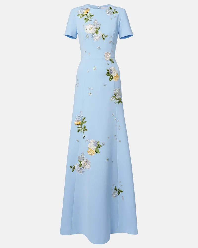 Carolina Herrera New York Bestickte Robe Blau