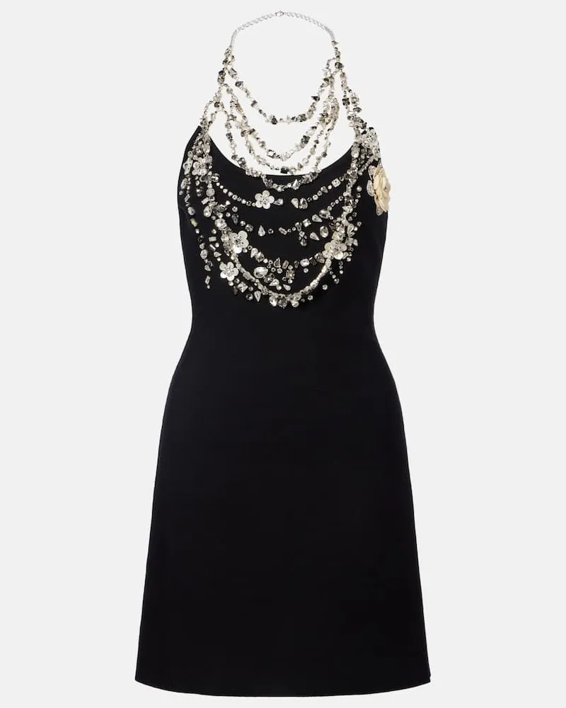 Oscar de la Renta Verziertes Minikleid Schwarz