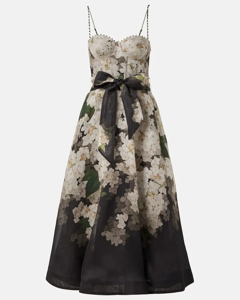Zimmermann Bustier-Kleid Balance aus Leinen und Seide Schwarz