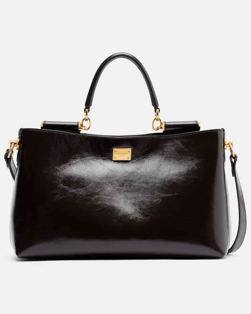 Dolce & Gabbana Tote Bag Vittoria Medium aus Leder Braun
