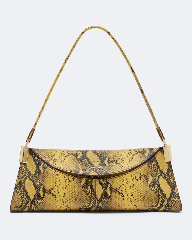 Balmain Schultertasche 64-83 Small aus Leder Gelb