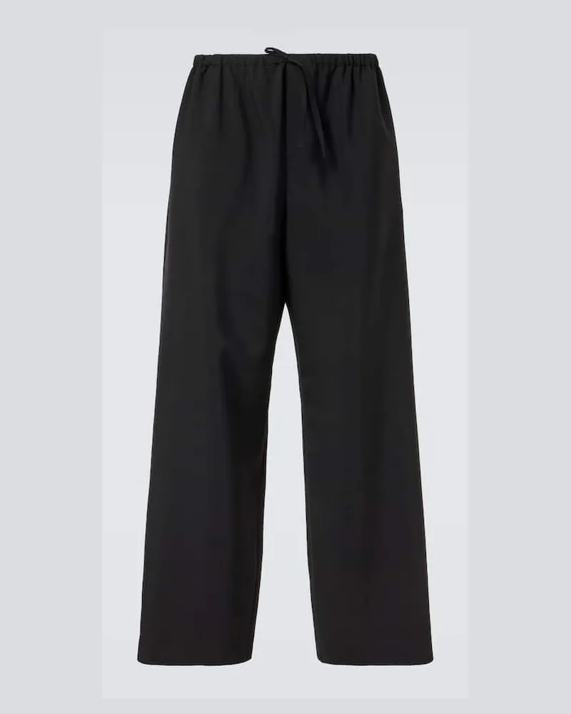 The Row Weite Mid-Rise-Hose Donatello aus Wolle und Mohair Schwarz