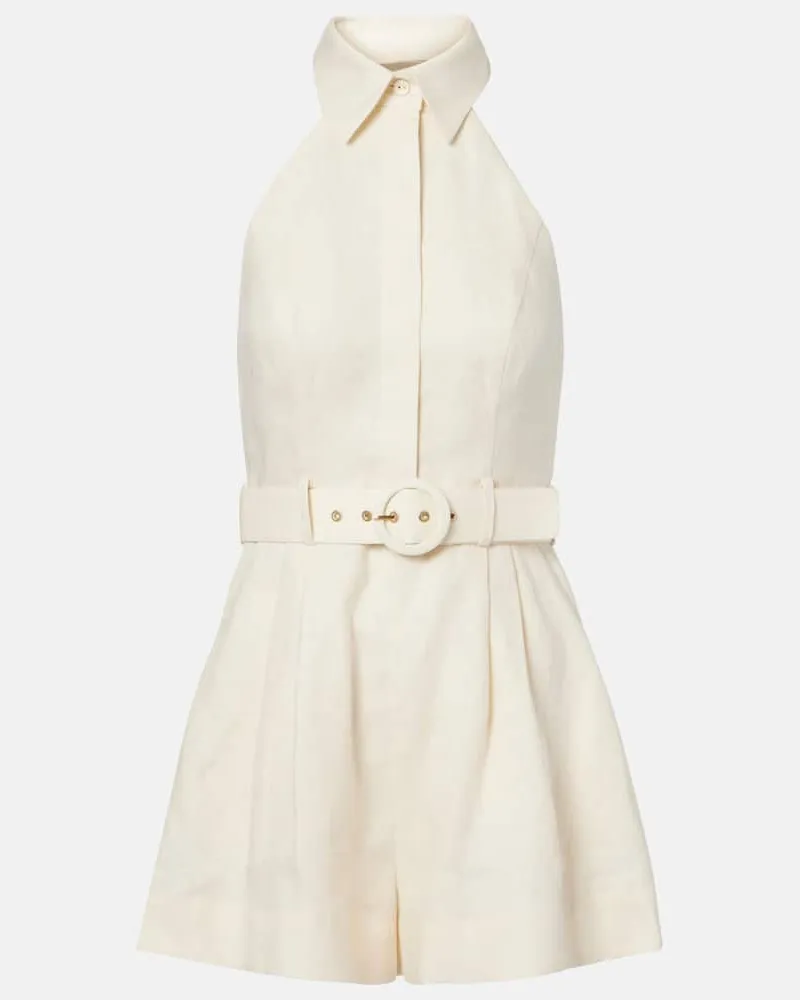 Zimmermann Playsuit Awaken aus Leinen Weiß