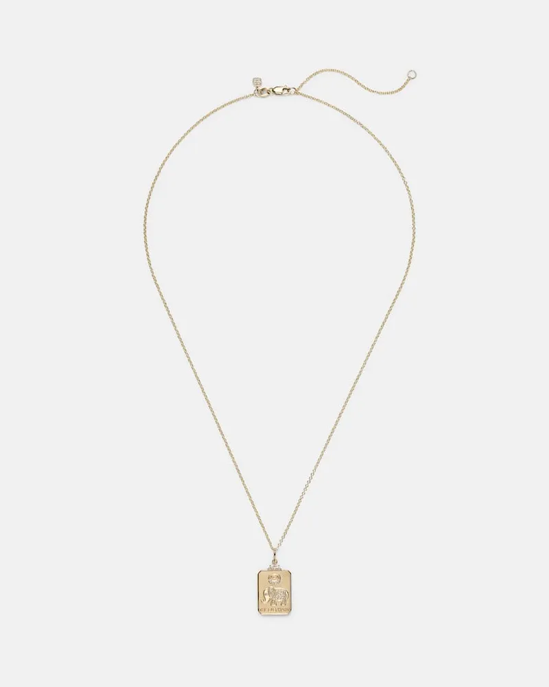 Sydney Evan Halskette The Elephant Tarot Card aus 14kt Gelbgold mit Diamanten Gold
