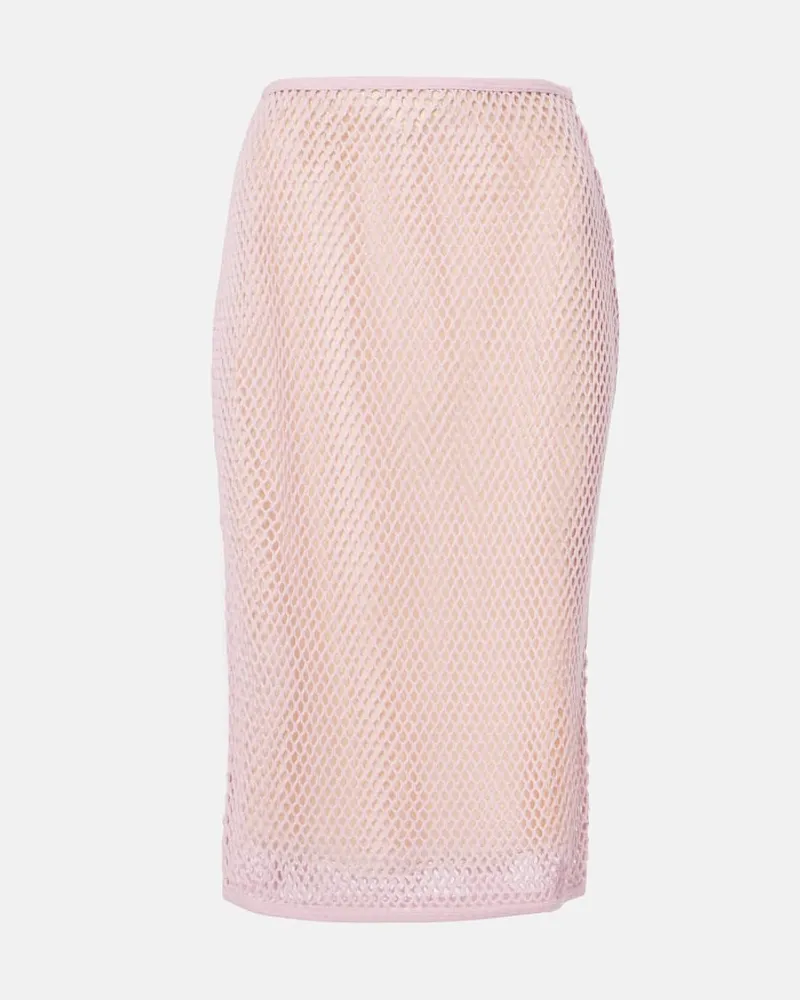 Prada Midirock aus Häkelstrick Rosa