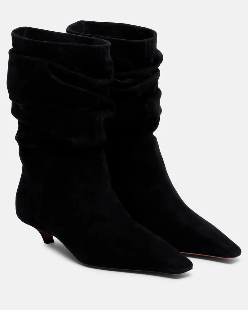 Amina Muaddi Ankle Boots Jamie 25 aus Veloursleder Schwarz