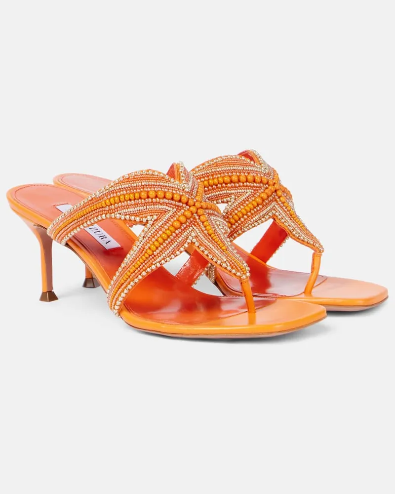 Aquazzura Sandalen Reef Star 65 aus Leder Orange