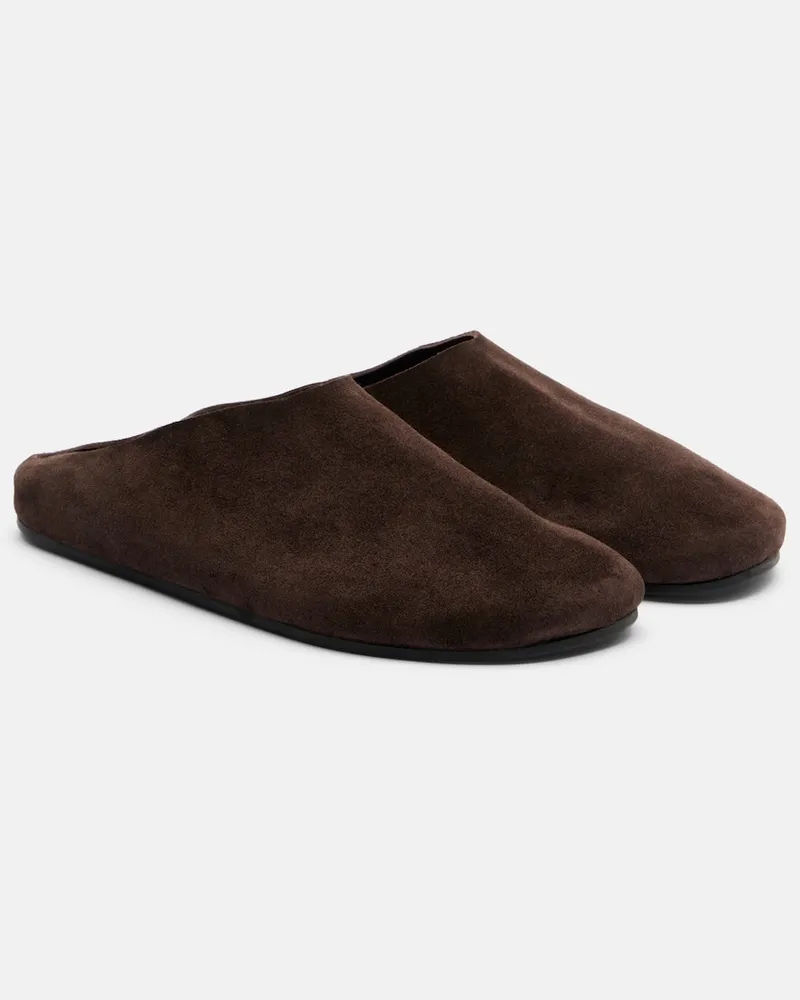 The Row Slippers Hudson aus Veloursleder Braun