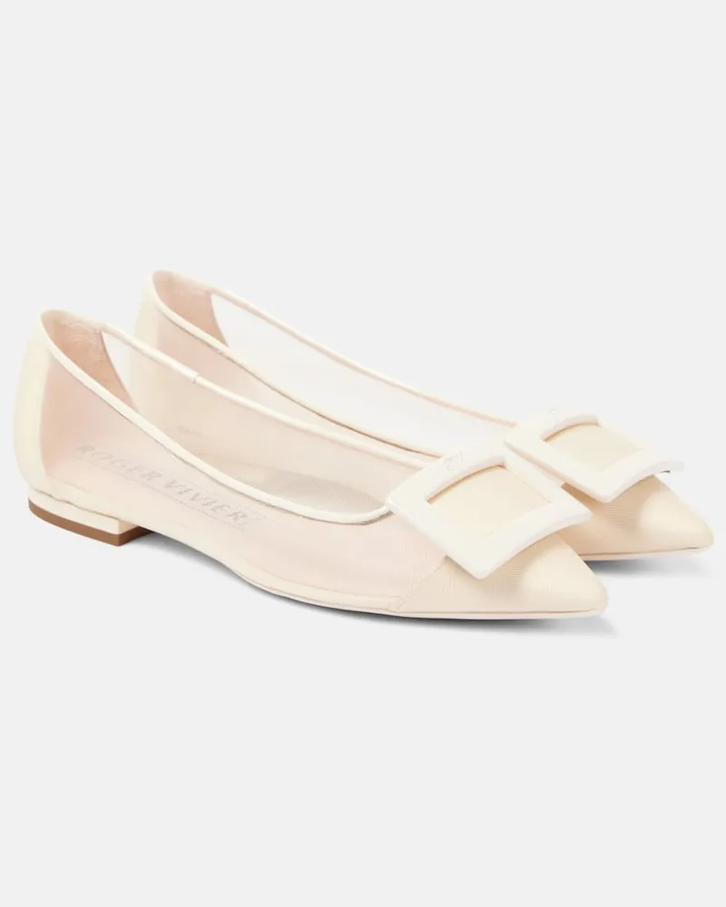 Roger Vivier Ballerinas Gommettine aus Mesh Weiß