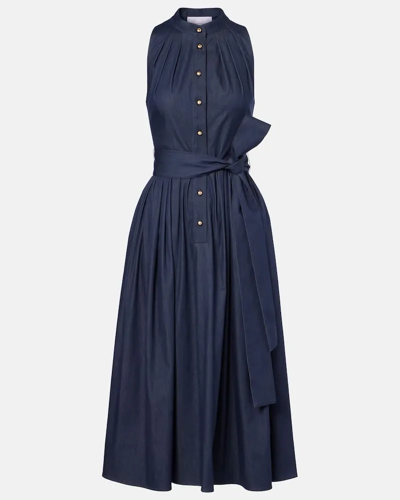 Carolina Herrera New York Midikleid aus einem Baumwollgemisch Blau