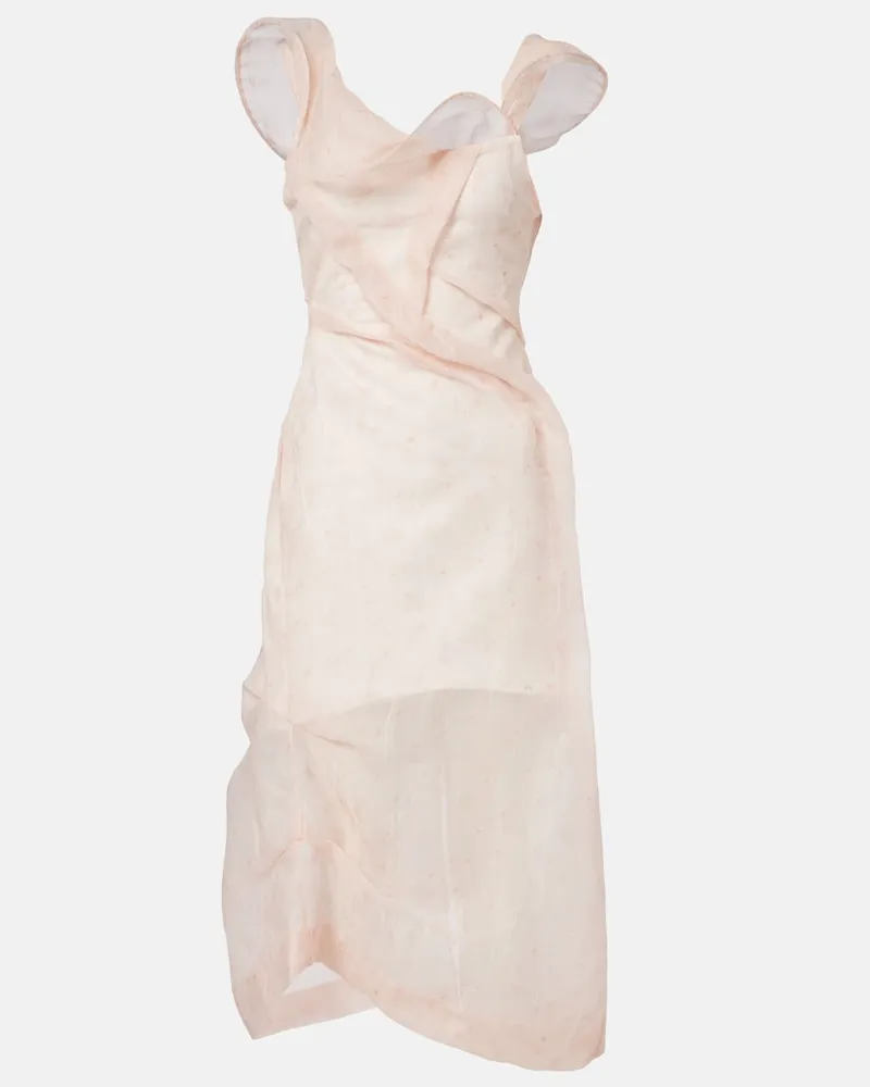 Victoria Beckham Asymmetrisches Midikleid aus Organza Rosa