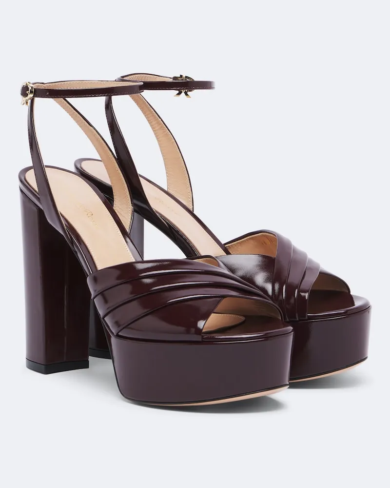 Gianvito Rossi Plateausandalen aus Leder Burgunderrot