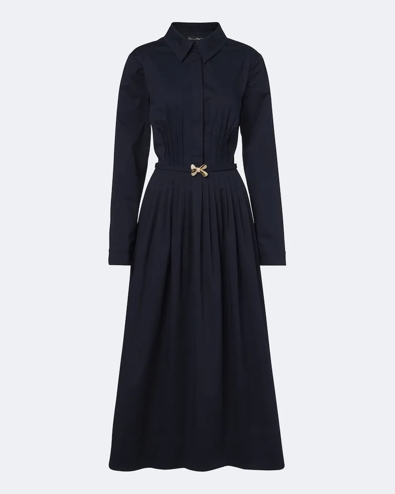 Oscar de la Renta Verziertes Blusenkleid aus Baumwolle Blau