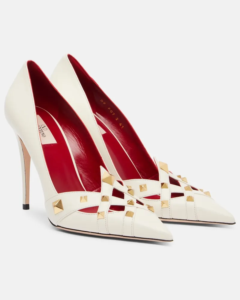 Valentino Garavani Pumps Studdy aus Leder Weiß