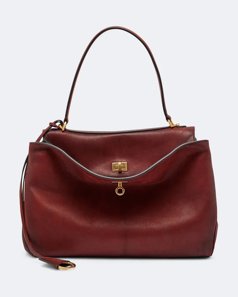 Balenciaga Schultertasche Rodeo Medium aus Leder Braun