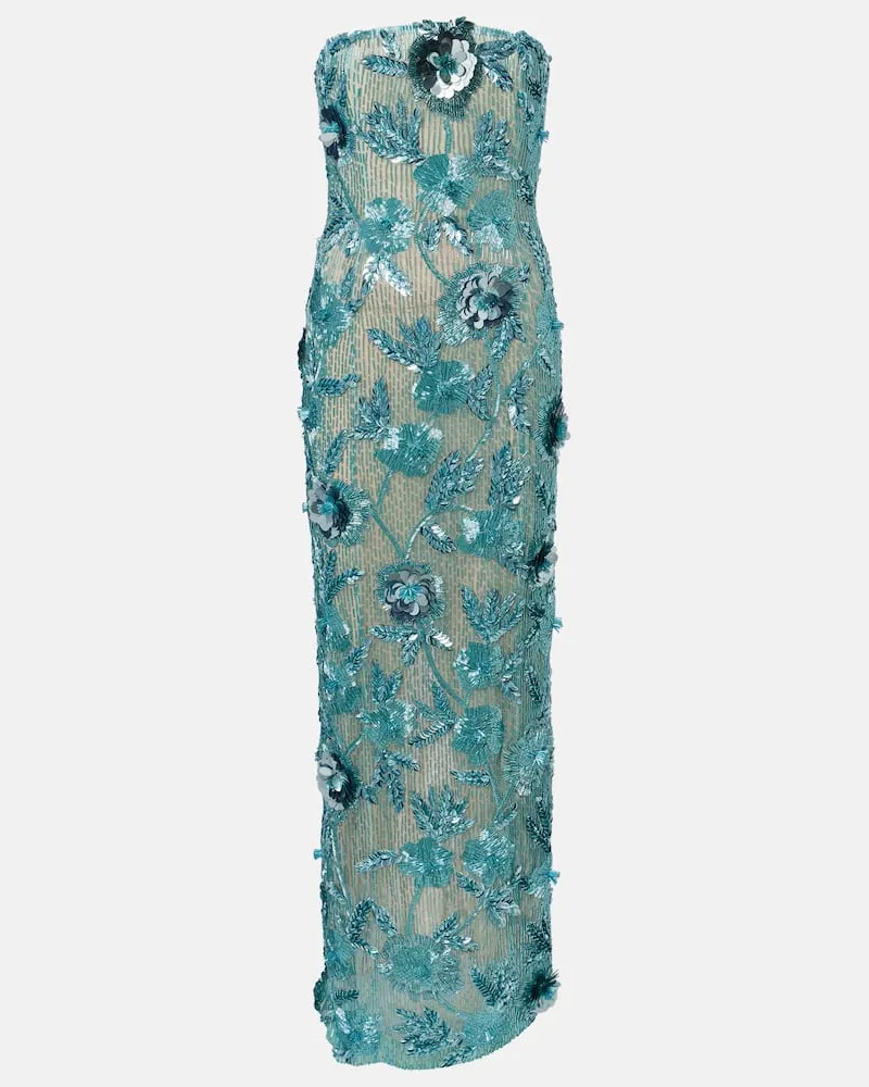 Rachel Gilbert Verzierte Robe Pierre Blau