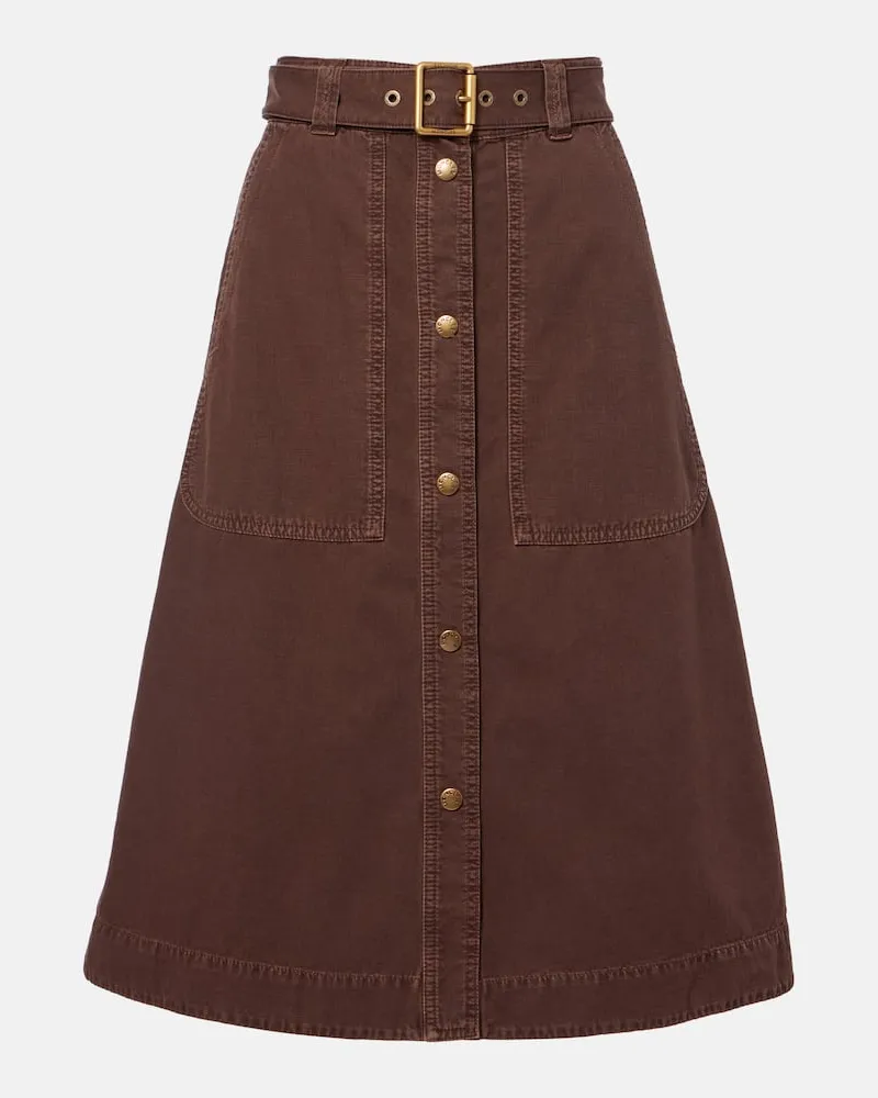 Moncler Midirock aus Denim Braun