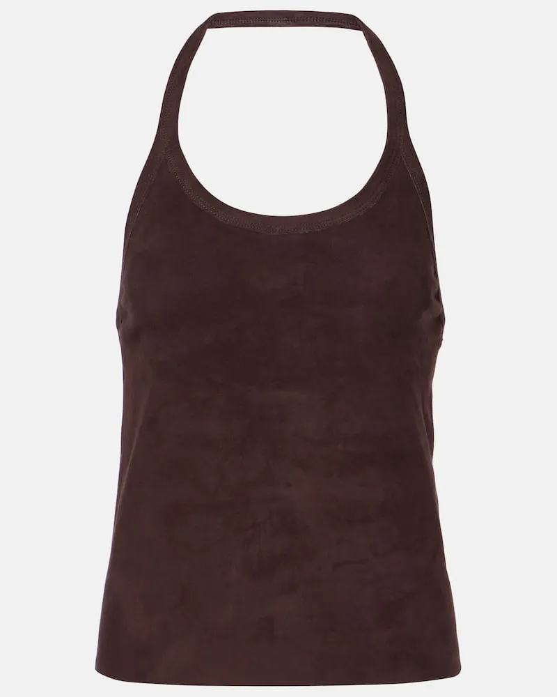 Stouls Top aus Veloursleder Braun