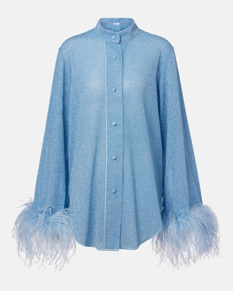 Oséree Oséree Hemd Lumière Plumage mit Federn Blau