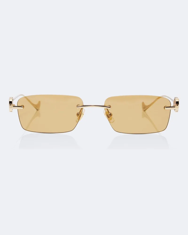 Valentino Garavani Verzierte eckige Sonnenbrille VLogo Gold