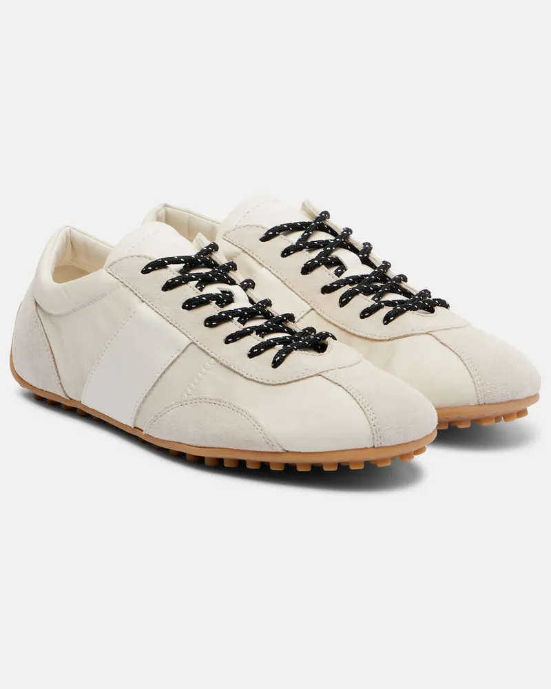 TOD'S Sneakers aus Satin mit Veloursleder Weiß