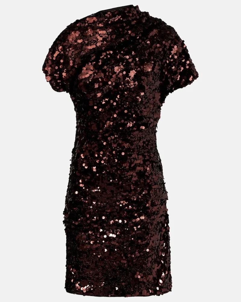 Ganni Minikleid mit Pailletten Braun