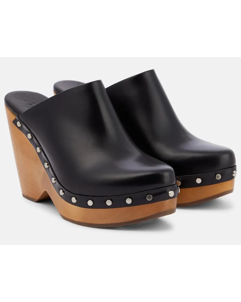 Isabel Marant Clogs Tsuko aus Leder Schwarz