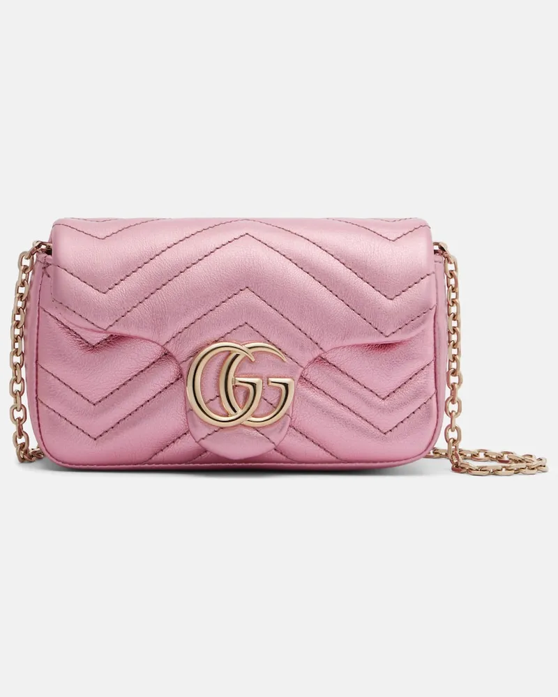 Gucci Schultertasche GG Marmont Mini aus Leder Pink
