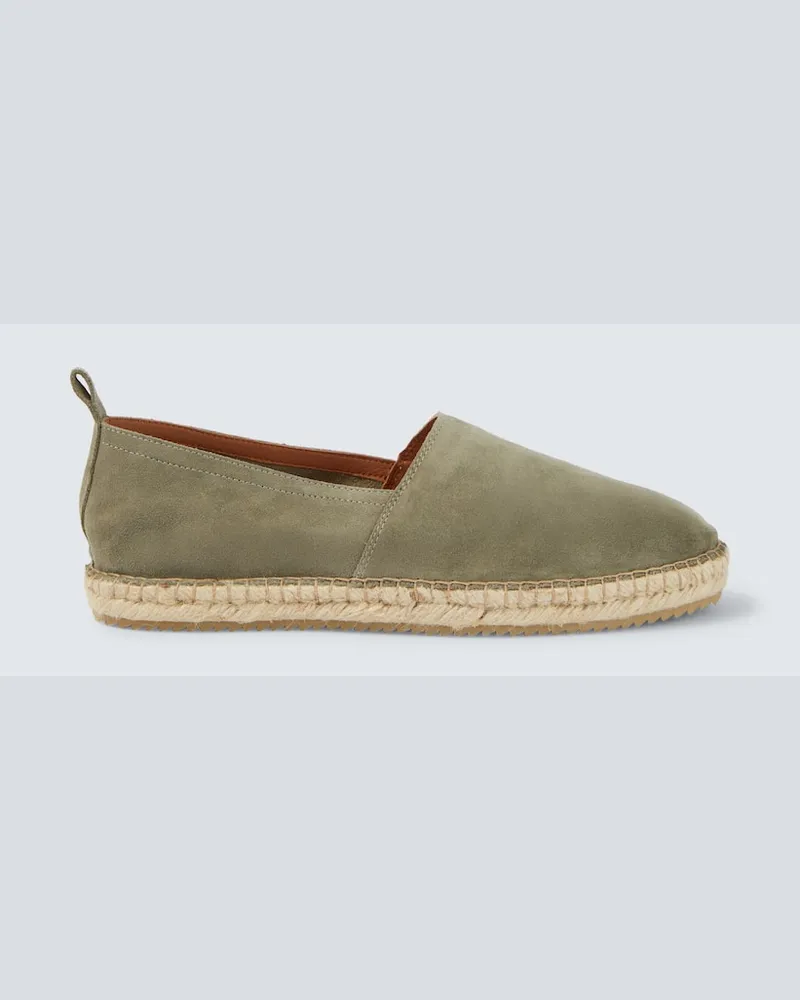 Frescobol Carioca Espadrilles Helio aus Veloursleder Grün