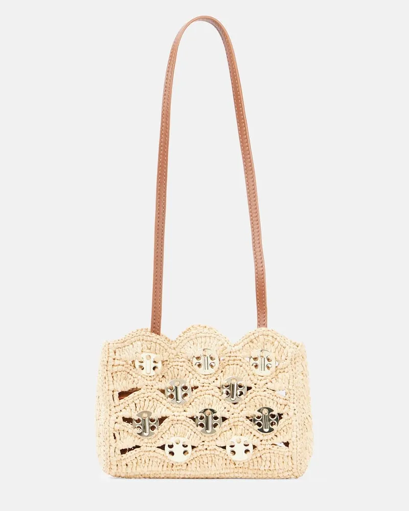 Paco Rabanne Schultertasche 1969 Nano aus Raffiabast Neutral