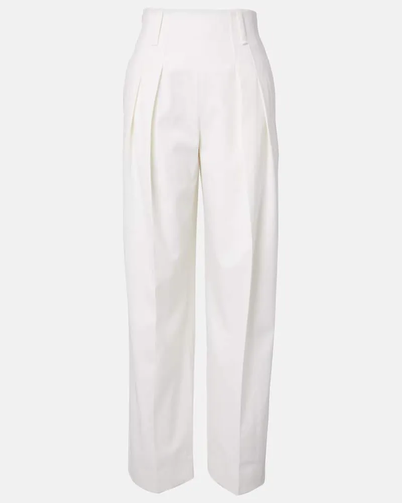 Victoria Beckham Weite Hose aus einem Wollgemisch Weiß