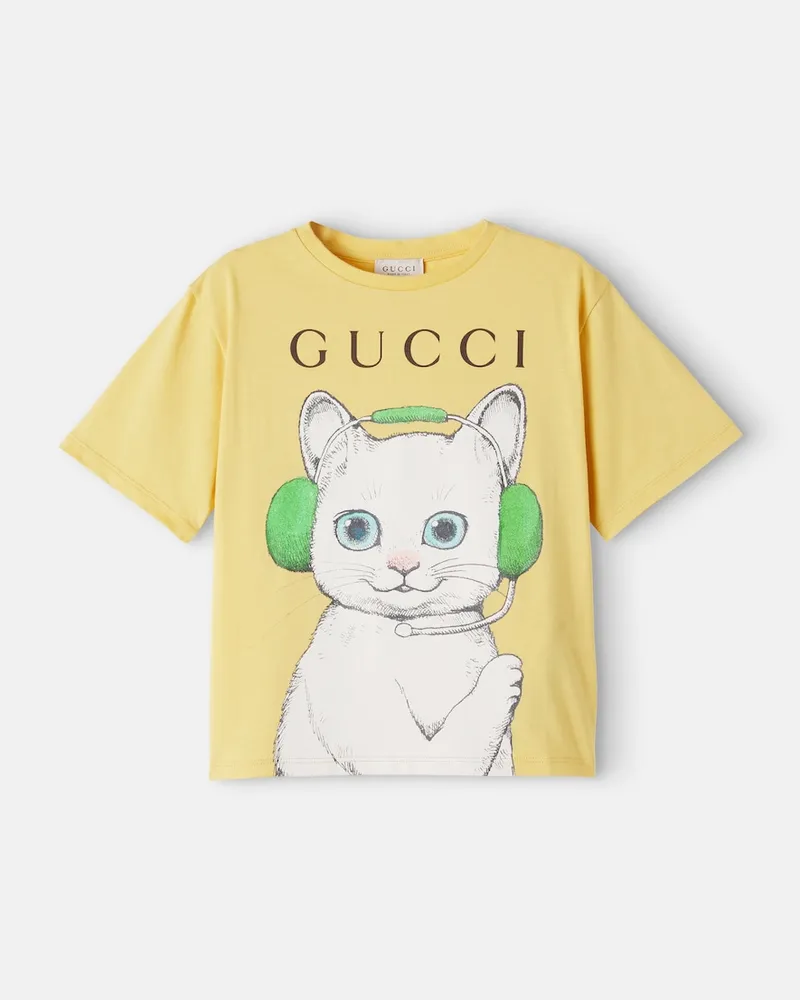 Gucci T-Shirt aus Baumwoll-Jersey Gelb