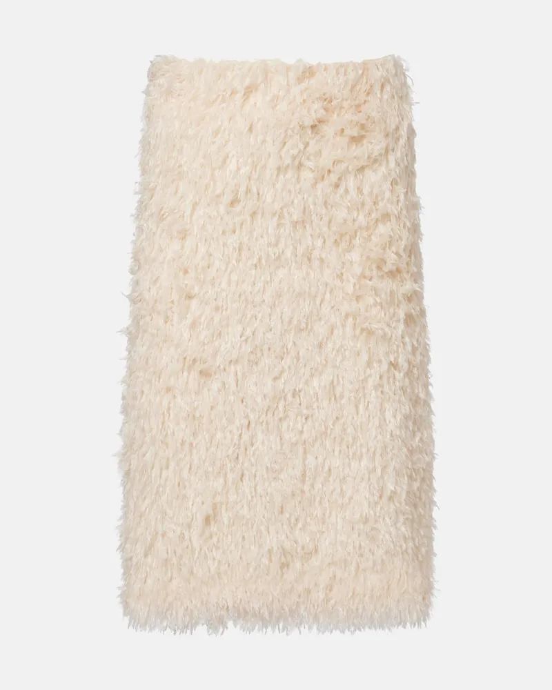 Totême High-Rise-Bleistiftrock mit Federn Beige