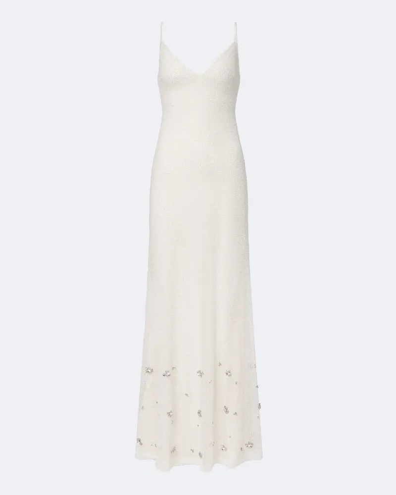 Roland Mouret Verzierte Robe mit Zierperlen Weiß