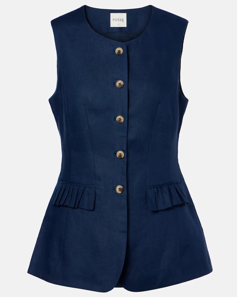 Posse Weste Matilda aus Leinen Blau