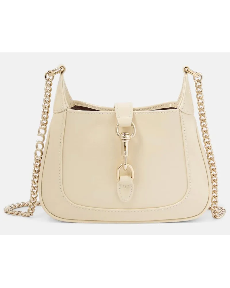 Gucci Schultertasche  Jackie Notte Mini aus Lackleder Weiss