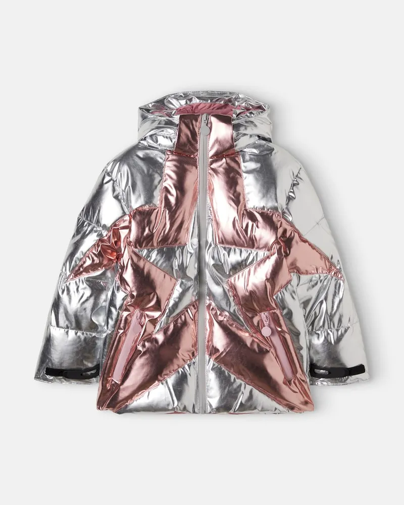 Stella McCartney Kids Metallic-Skijacke Silber