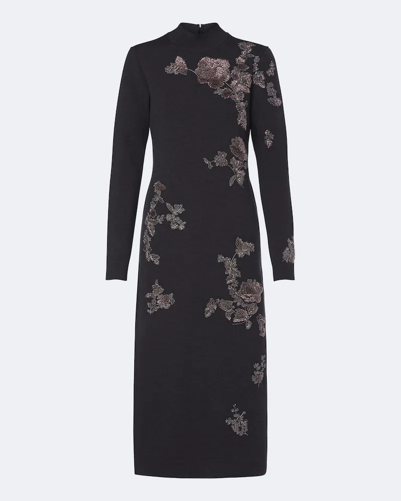 Oscar de la Renta Verziertes Pulloverkleid aus einem Wollgemisch Grau