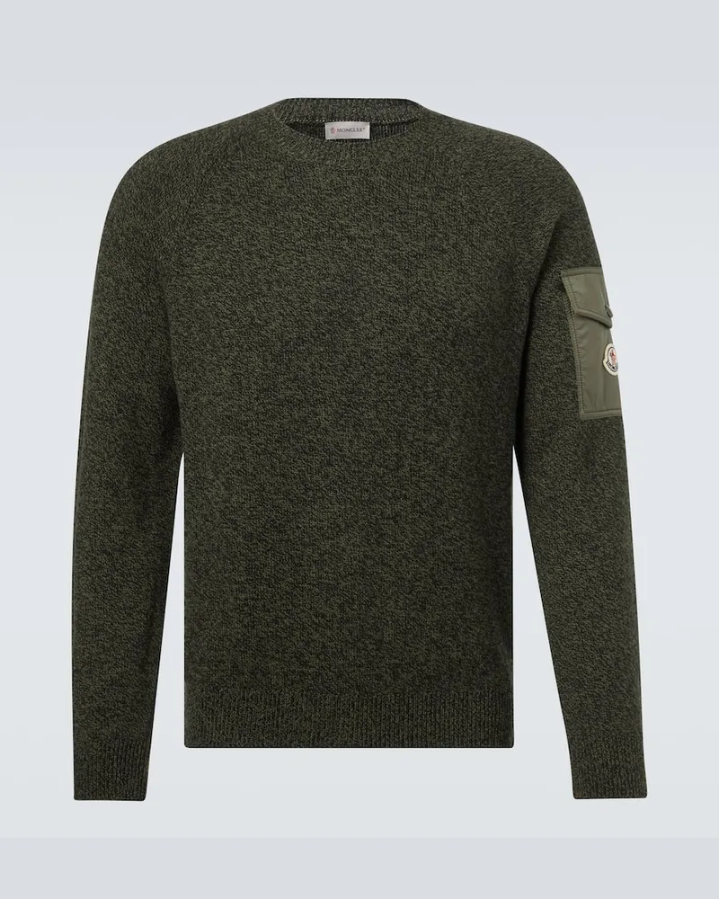 Moncler Pullover Mouliné aus Wolle und Kaschmir Grün