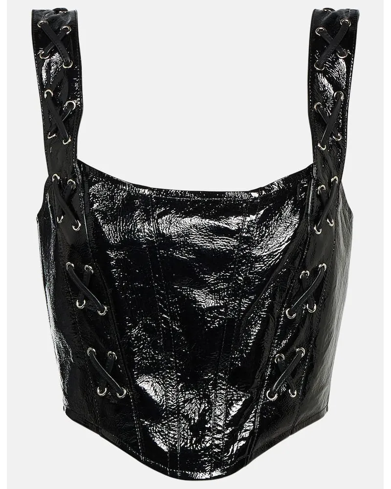 Alessandra Rich Bustier-Top aus Leder Schwarz