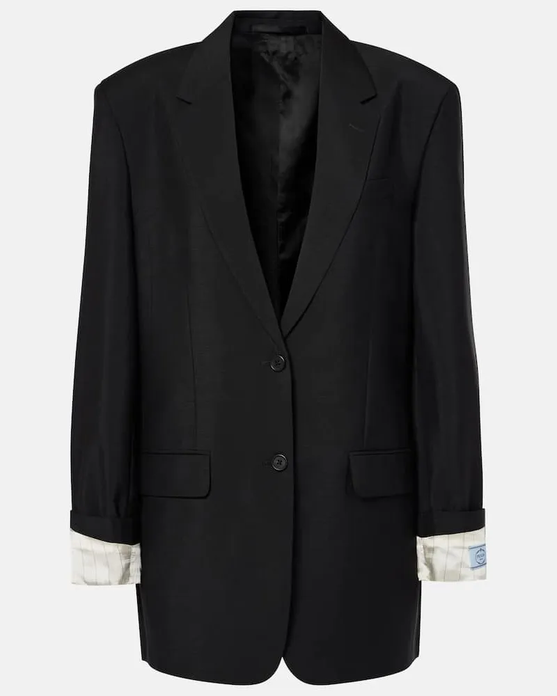 Prada Blazer aus Mohair und Wolle Schwarz