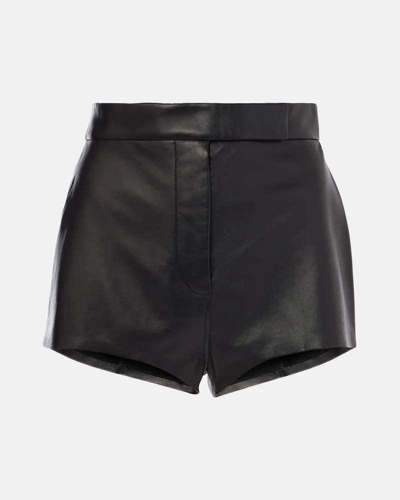 Alex Perry High-Rise Shorts aus Leder Schwarz