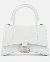 Balenciaga Schultertasche Hourglass XS aus Leder Weiss