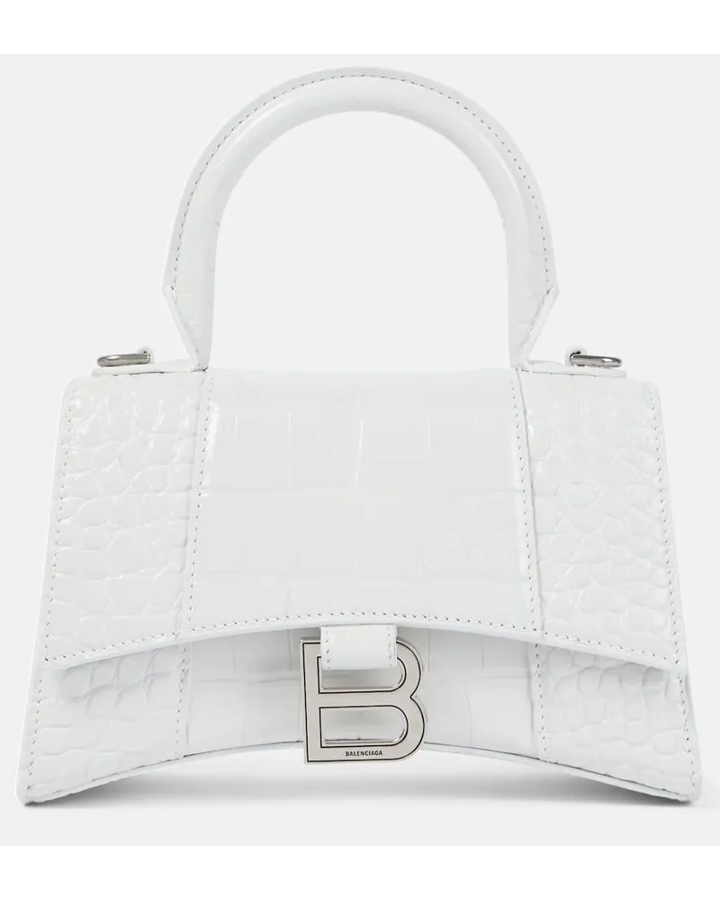 Balenciaga Schultertasche Hourglass XS aus Leder Weiss